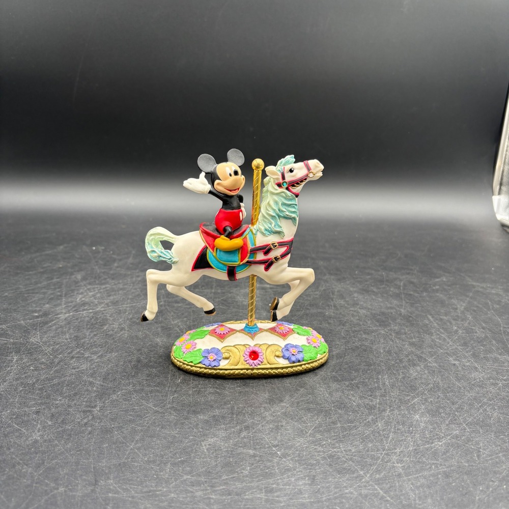 Disney Mickey Mouse Carousel Horse Figurine White Multi Excellent Collectible